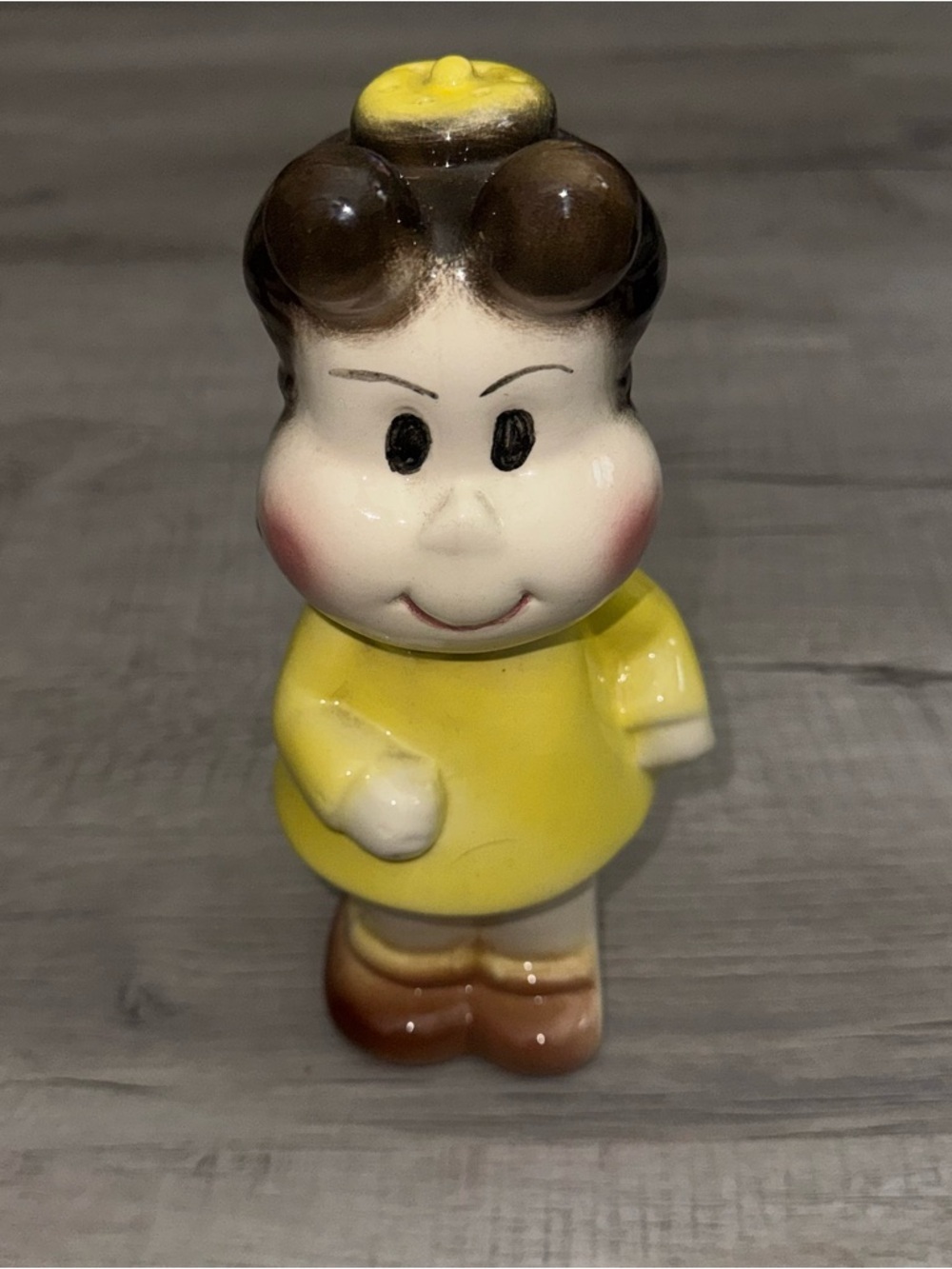 Vintage Ceramic Little Lulu Statue Colorful Art Yellow Dress 9” Great Shape Rare